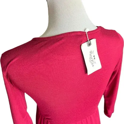 NWT Womens ReoRia 3/4 Sleeve Cranberry Jersey Knit Maxi Dress