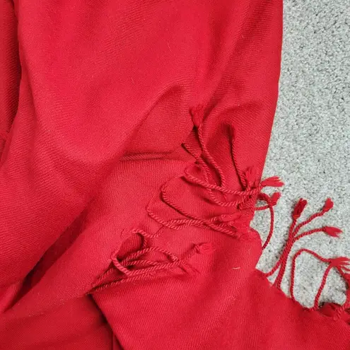 VINTAGE Company C Throw 44"W x 86" Red Pure Wool Knit Hand Twisted Fringe