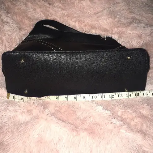 NEW Pebbled Vegan Leather Studded Hobo Western Studded Shoulder Bag Black