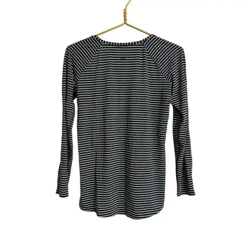 Lululemon  Emerald Long Sleeve Shirt Women's 6 Black Striped Activewear