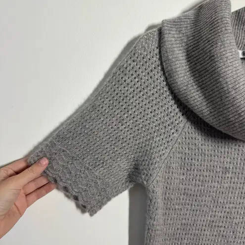 Kokun Cashmere Sweater Dress Women S Gray Cowl Neck Open Knit Mini Minimal