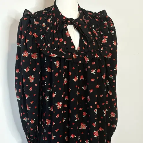 We Wore What High Low Ruffle Maxi Dress Size Medium Black Floral Polka Dot