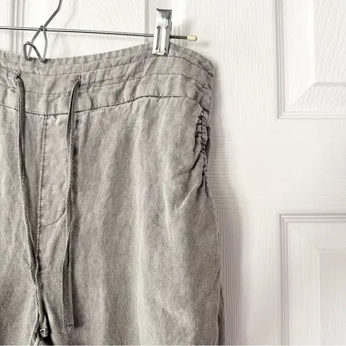 Artisan NY Linen Grey Wide Leg Drawstring Casual Beach Coastal Pants Medium