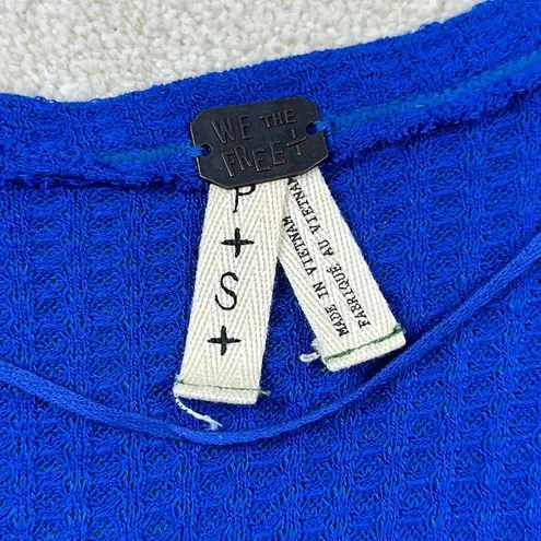 We The Free Free People: Royal Blue Thermal Oversized Sweater