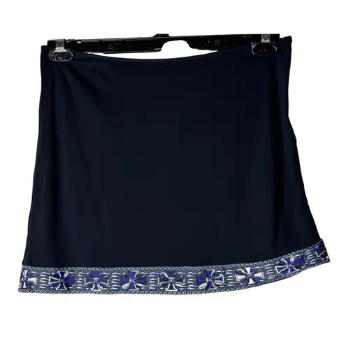 Emilio Pucci Skirt Women 6 Black Blue Geometric Trim Italy A Line Mini Luxury - Image 2