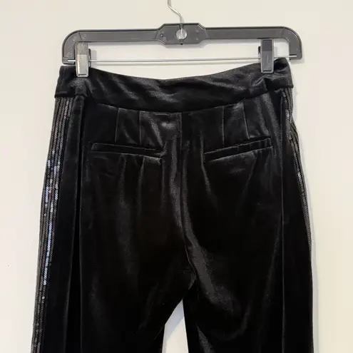 Draper James Velvet Fly Front Pants with Sequin Stripe Women’s Size 2 NWT Black