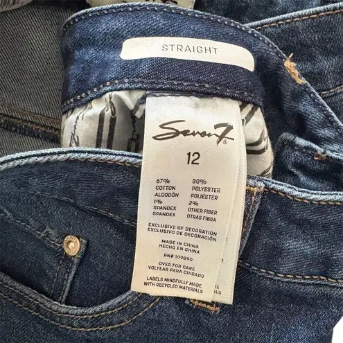 Seven7 Women's High Rise 90’s Straight Jeans Size 12 Blue Denim Sustainable