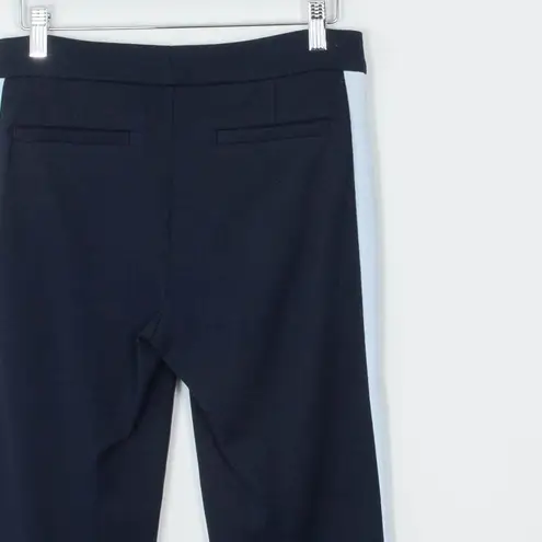 Ecru Sullivan Ponte Tuxedo Stripe Ankle Trouser Pants Navy Blue Womens Size XS