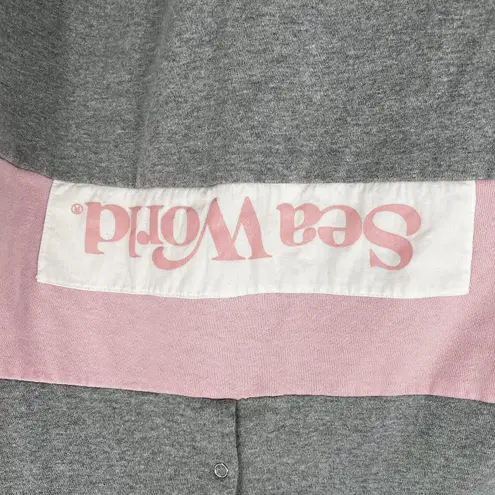 Womens VTG Caribe SeaWorld L White Pink Gray Pullover Sweatshirt Sweater Retro Size L