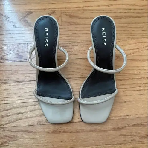 Reiss Magda Leather Nude Sandal Heel Square toe, 2" heel S50