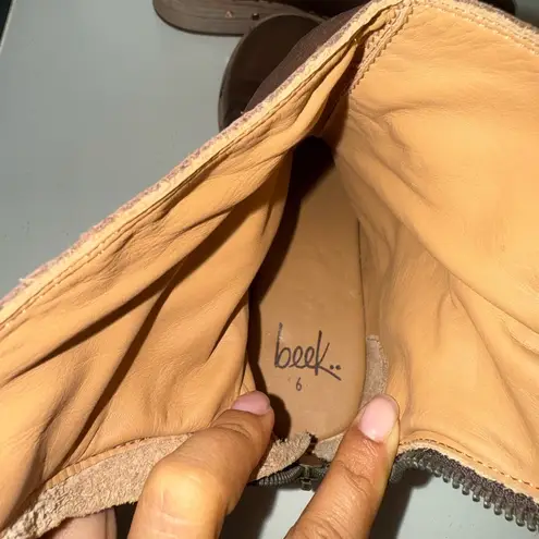 BEEK Ostrich Bootie In Saddle Brown Leather Ankle Boots size 6