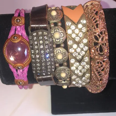 Lot of 5 Stylish Mixed Bracelet Set Pink