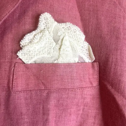White Stag Pink Linen Blend Button Up Lightweight Jacket Size Small 4/6
