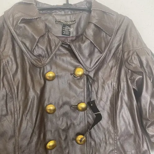 Vertigo Paris Women’s Double Breasted Trench Coat 3/4 Sleeves NWT Sz M Manmade