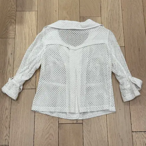 Clara Sun Woo White Eyelet Button Front Blazer lightweight jacket Women's Medium