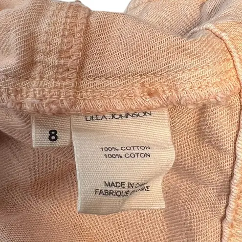 Ulla Johnson Renee Top Crop Denim Puff Sleeve Zip Sweetbriar Pink Size 8