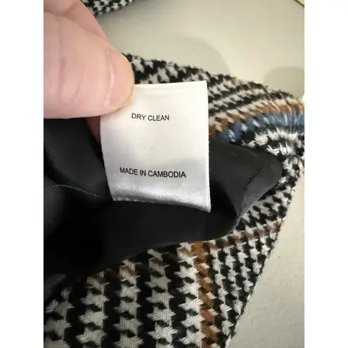 Le AL.X Women's Black White Blue Cabin Houndstooth Plaid Wool Cropped Jacket S