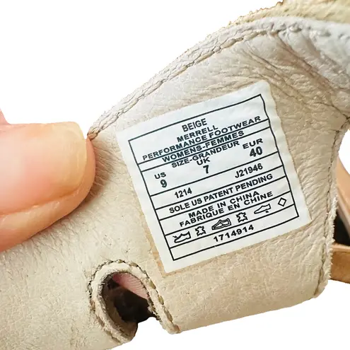 Merrell Sirah Lattice Wedge Sandal Prairie Brown Leather Walking Shoes Size 9