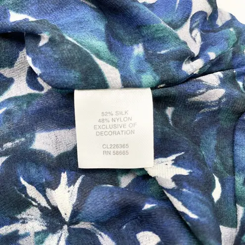 Classiques Entier Womens Silk Top Large Ruched Teal Stretchy Floral Fairy Dainty - Image 7