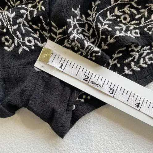 Bethany Mota Romper Shorts Womens Size XS Gauze Black Embroidered Faux Wrap Boho