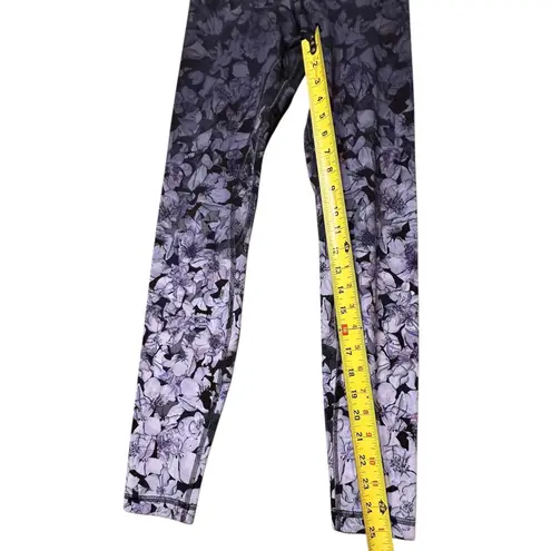 Lululemon Leggings Womens 4 High Rise Black Purple Floral Ombre Pockets Yoga