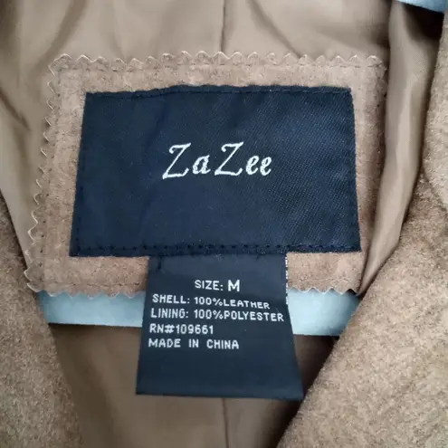 Zazee Jacket Blazer Vintage 100% leather Suede Brown Size M Size M