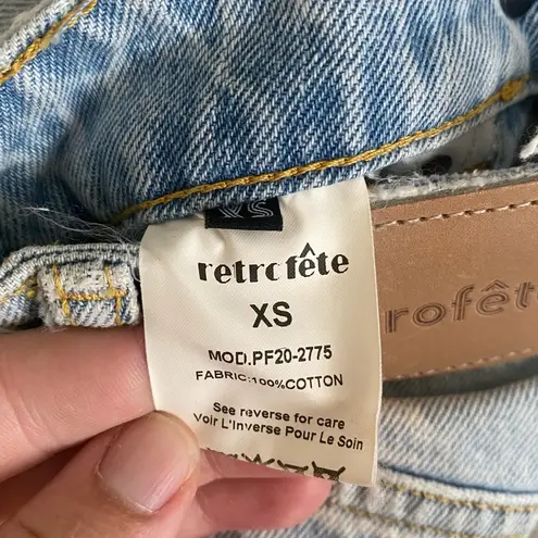 NWT Retrofete Maude Denim Distressed Midi Button Down Asymmetrical Skirt Blue Size XS