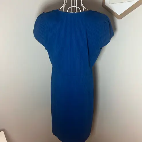 Boden Seersucker Jersey Tea Dress Cobalt Blue Cap Sleeve Knee Length Dress 8R Size 8