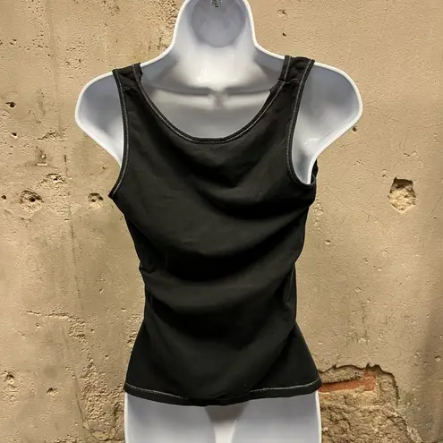 Baby Phat Vintage Y2K Black Glitter Logo Fitted Scoop Neck Tank Top Large L