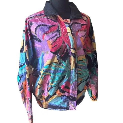 Vintage 80s 90s Olympic Korea Reversible colorful abstract paint Jacket Small