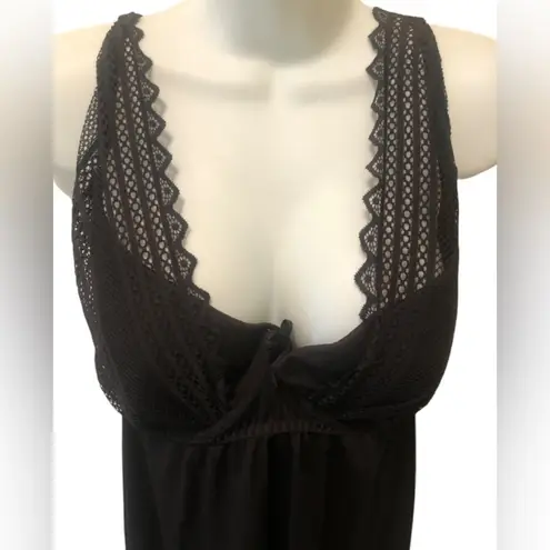 Cacique Baby Doll Camisole Sz. 22/24 Underwire Black Back Hook Closure Sheer