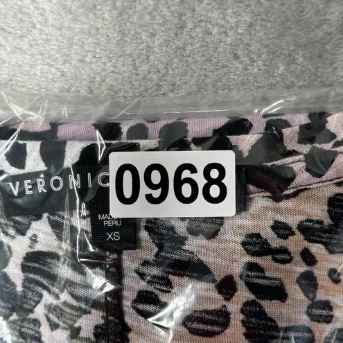 Veronica Beard Shirt Womens XS Pink Black Leopard Cheetah T Shirt Tee Casual
