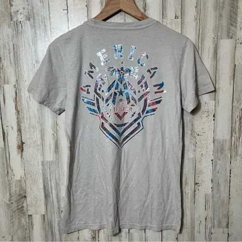 American Fighter Gray Multicolor Short Sleeve Tee Aredale Womens Size Medium