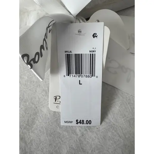 PJ SALVAGE Ivory Cable Knit Slippers Mules Cozy Loungewear Size L White