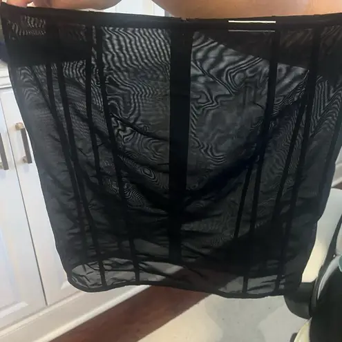 NWOT FANCI CLUB black micro mini sheer skirt XS $140 New