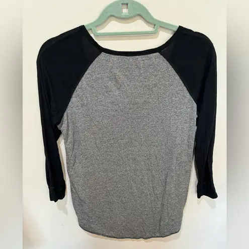 Wilfred  Free Top Size Small Raglan Baseball Tee Black Gray Long Sleeve