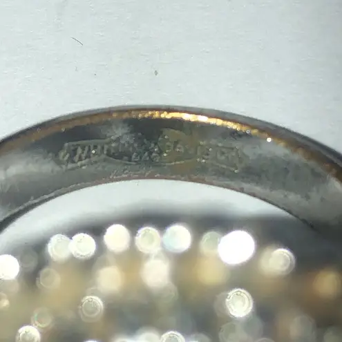 Whiting Davis Co Vintage Floral Engraved Cameo Ring Black