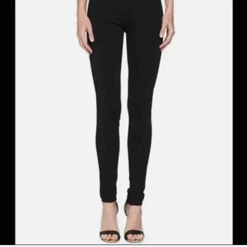 Helmut Lang Black Reflex Bodycon Leggings Contrast Topstitch Detail Trim Size Sm