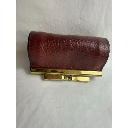 Pierre Cardin Vintage Mini Burgundy Leather Coin Purse with Gold Kiss-Lock Bow