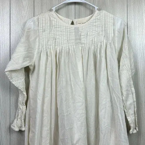 Mate the Label Laude The Label Womens Dress Small Victorian Cotton Gauze Smocked Ivory Smock