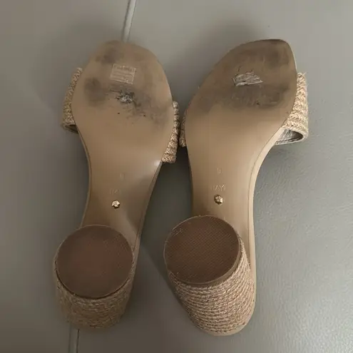 Raye Tan Braided Block Heel Slip On Mule Sandals Women’s Size 9
