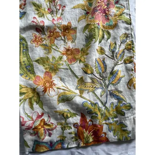 Floral Linen Blend Wide Leg Pants Size M Boho Botanical Resort Summer Multiple Size M