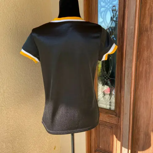 NFL For Her Womens Top Size Large Black Gold White Sexy Lace Up Fitted Steelers