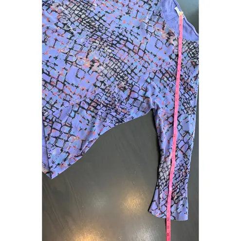 Habitat Womens Long Sleeve Purple Artsy Tunic Top Size L Made in USA Cotton