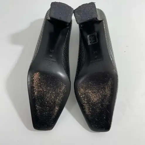 via spiga Womens Pump Heels Metallic Leather Croc Almond Toe Size 8M