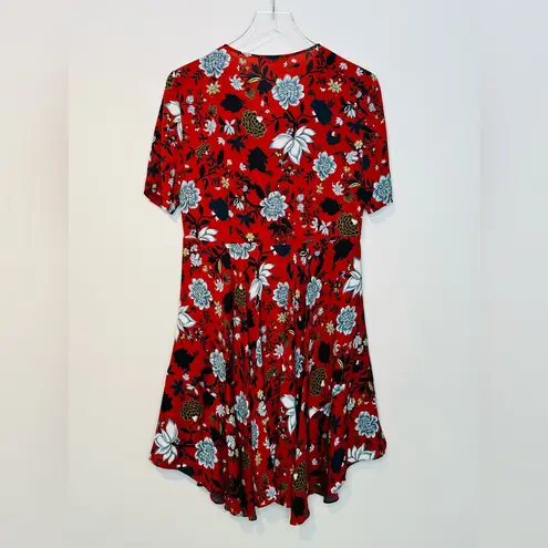 ALC Frank A.L.C. Sosta Burgundy Wine Red Floral Silk Tie-Front Mini Dress Size 4