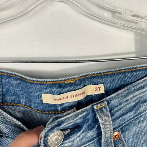 Levi's  Ribcage Straight Ankle Crop Light Wash Button Fly Big E Re-release Jeans