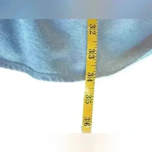 Eloquii Elements Chambray Tie Neck Puff Sleeve Dress Light Wash Denim Size 18