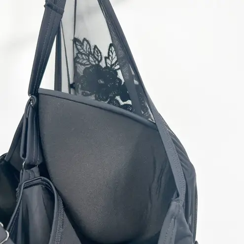 NWT Swim 365 Swimsuits for All Mesh Floral Embellished One Piece Swimsuit 26 Black