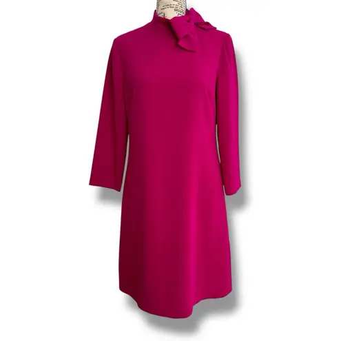 Eliza J Size 6 Pink Crepe Bow Neck Crepe Shift Dress Retro Barbiecore